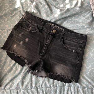 high waisted black american eagle jean shorts